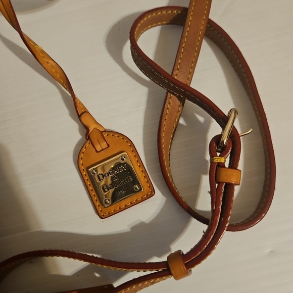 Dooney & Bourke White Monogram Canvas Crossbody Bag with Brown Leather Trim - Picture 9 of 11